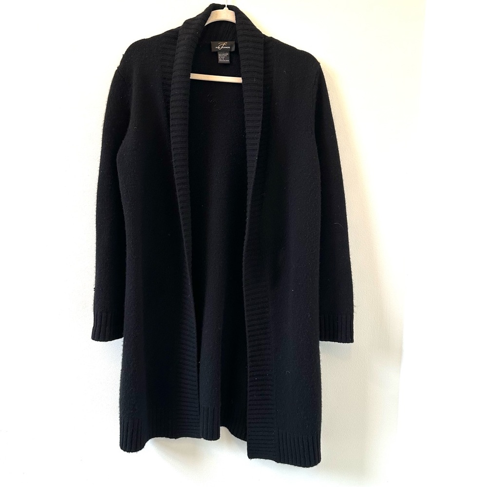 Black cashmere long open cardigan size small